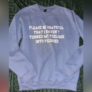 Blue Crewneck Sweatshirt with White Lettering